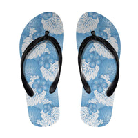 Blue Aloha Hawaii Flip Flops Monstera Hibiscus Plumeria Seamless Vibes LT14 Blue - Polynesian Pride