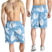 Blue Aloha Hawaii Shorts for Men Monstera Hibiscus Plumeria Seamless Vibes - Polynesian Pride