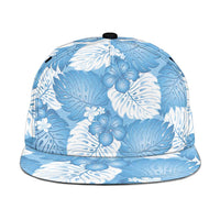 Blue Aloha Hawaii Snapback Cap Monstera Hibiscus Plumeria Seamless Vibes - Polynesian Pride
