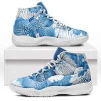 Blue Aloha Hawaii Sneakers J11 Monstera Hibiscus Plumeria Seamless Vibes LT14 Blue - Polynesian Pride