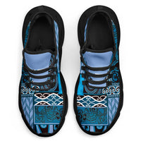 Blue Aotearoa Kowhaiwhai Pattern Clunky Sneakers NZ Maori Quilt Style - Polynesian Pride