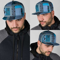 Blue Aotearoa Kowhaiwhai Pattern Snapback Cap NZ Maori Quilt Style LT14 - Polynesian Pride