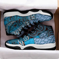 Blue Aotearoa Kowhaiwhai Pattern Sneakers J11 NZ Maori Quilt Style - Polynesian Pride