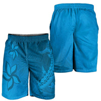 Blue Gradient Polynesia Shorts for Men Hawaiian Tribal Hammerhead Shark Tattoo - Polynesian Pride