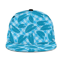 Blue Hawaii Kalo Palaka Motifs Snapback Cap Hawaiian Taro Leaves Elegant Vibes LT14 One Size Blue - Polynesian Pride