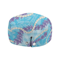 Blue Hawaii Palaka Honohono Pikake Jeff Hat Hawaiian Orchid Lei Polynesian Pattern - Polynesian Pride