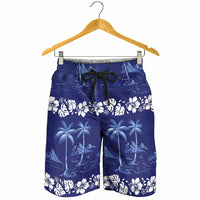 Blue Hawaii Palm Tree Hibiscus Shorts for Men Fantasy Summer Vibe