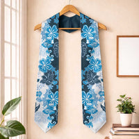 Blue Hibiscus Plumeria Floral Graduation Stole