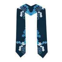 Blue Hibiscus Plumeria Floral Graduation Stole