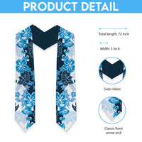 Blue Hibiscus Plumeria Floral Graduation Stole