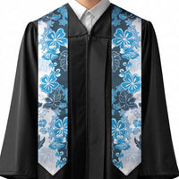 Blue Hibiscus Plumeria Floral Graduation Stole