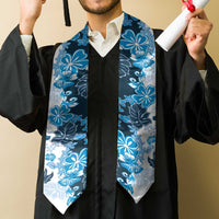 Blue Hibiscus Plumeria Floral Graduation Stole