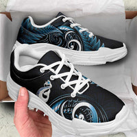 Blue New Zealand Chunky Sneakers Aotearoa Silver Fern With Manaia Maori Unique