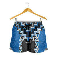 Blue Niho Taniwha Mix Poutama Shorts for Women Unique Taniko Aotearoa LT01 - Polynesian Pride