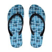 Blue Palaka Hawaii Flip Flops Hawaiian Lehua Blossoms