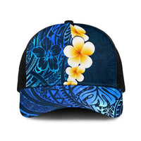 Blue Polynesia Baseball Net Cap Plumeria Tropical Leaves With Galaxy Polynesian Art LT14 One Size Black Blue - Polynesian Pride