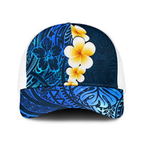 Blue Polynesia Baseball Net Cap Plumeria Tropical Leaves With Galaxy Polynesian Art LT14 One Size White Blue - Polynesian Pride