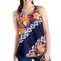 Blue Polynesia Women Racerback Tank Plumeria With Hibiscus Pattern Tropical Vibes - Polynesian Pride