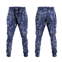 Blue Samoa Manuia Le Kerisimasi Jogger Pants Pacific Patchwork Xmas Vibes - Polynesian Pride
