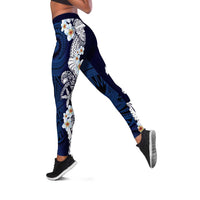 Blue Samoa Tattoo Leggings Plumeria Samoan Ocean Tatau Pattern - Polynesian Pride