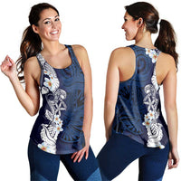 Blue Samoa Tattoo Women Racerback Tank Plumeria Samoan Ocean Tatau Pattern - Polynesian Pride