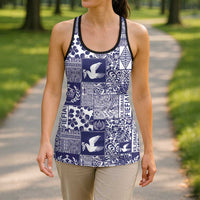 Blue Tonga Kilisimasi Fiefia Hollow Tank Top Pacific Patchwork Xmas Vibes - Polynesian Pride