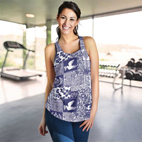 Blue Tonga Kilisimasi Fiefia Women Racerback Tank Pacific Patchwork Xmas Vibes - Polynesian Pride