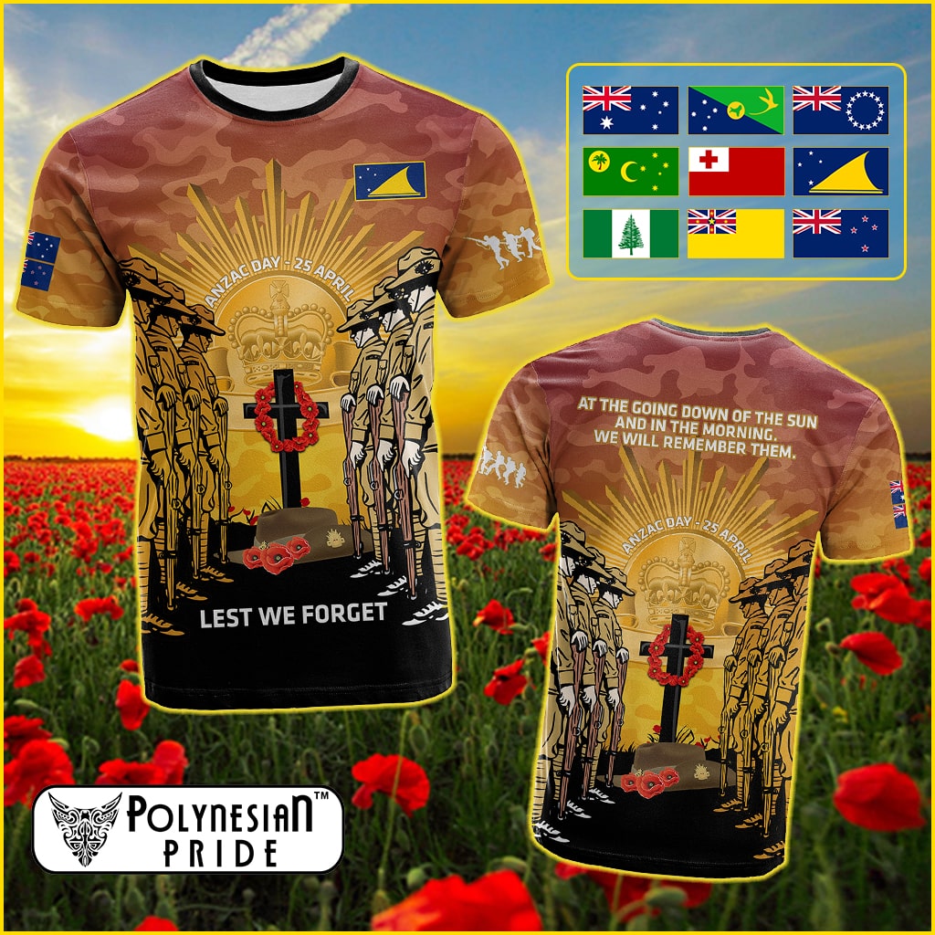 Custom 25 April ANZAC Day T Shirt Lest We Forget Army Corps Camouflage CTM14