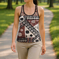 Brown Bula Fiji Hollow Tank Top Unique Masi Tapa Pattern - Polynesian Pride
