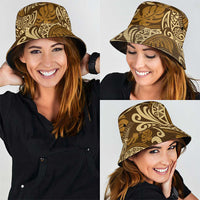 Brown Gold Monstera Bucket Hat Polynesian Tribal Pattern - Polynesian Pride