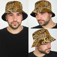 Brown Gold Monstera Bucket Hat Polynesian Tribal Pattern - Polynesian Pride