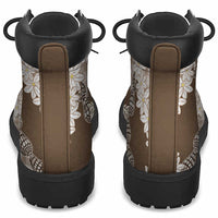 Brown Hawaii Tiare and Shell Lei All Season Boots Hawaiian Palaka Luxury Vibes - Polynesian Pride