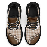 Brown Hawaii Tiare and Shell Lei Clunky Sneakers Hawaiian Palaka Luxury Vibes - Polynesian Pride