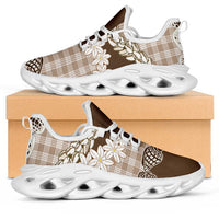 Brown Hawaii Tiare and Shell Lei Clunky Sneakers Hawaiian Palaka Luxury Vibes - Polynesian Pride