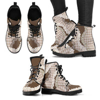 Brown Hawaii Tiare and Shell Lei Leather Boots Hawaiian Palaka Luxury Vibes - Polynesian Pride