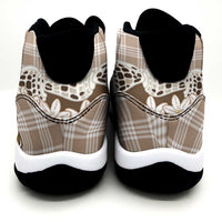 Brown Hawaii Tiare and Shell Lei Sneakers J11 Hawaiian Palaka Luxury Vibes - Polynesian Pride