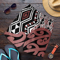 Brown New Zealand Shorts for Men Aotearoa Kowhaiwhai Mix Taniko Art LT14