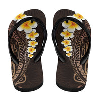 Brown Polynesia Flip Flops Plumeria Tropical Leaves Galaxy Polynesian Art - Polynesian Pride