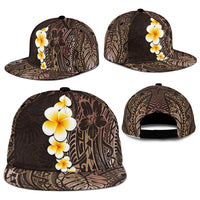 Brown Polynesia Snapback Cap Plumeria Tropical Leaves With Galaxy Polynesian Art - Polynesian Pride