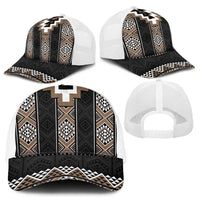 Brown Taniko Aotearoa Mesh Trucker Cap Niho Taniwha Mix Poutama - Polynesian Pride