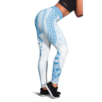 Bula Fiji Day 55th Anniversary Masi Tapa Leggings Emerald Jubilee - Turquoise LT7 - Polynesian Pride