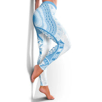Bula Fiji Day 55th Anniversary Masi Tapa Leggings Emerald Jubilee - Turquoise LT7 - Polynesian Pride