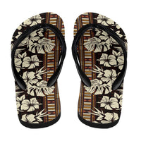 Bula Fiji Masi Flip Flops Tapa Tropical Hibiscus Half Stylized - Polynesian Pride