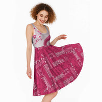 Bula Fiji Midi Dress Pink Plumeria Masi Tapa Pattern - Polynesian Pride