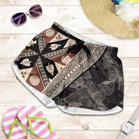 Bula Hibiscus Festival Shorts for Women Fijian Masi Pattern Half Style - Polynesian Pride
