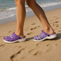 Cook Islands Clogs Shoes Purple Hibiscus And Stars