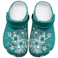 Cook Islands Clogs Shoes Teal Hibiscus And Stars
