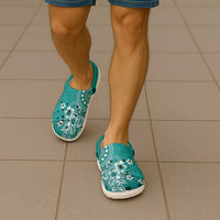 Cook Islands Clogs Shoes Teal Hibiscus And Stars