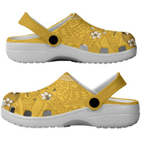 Cook Islands Clogs Shoes Yellow Hibiscus And Stars