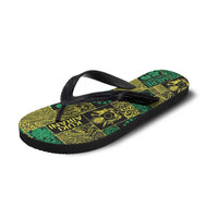 Cook Islands Mere Kiritimiti Flip Flops Pacific Patchwork Xmas Vibes - Polynesian Pride